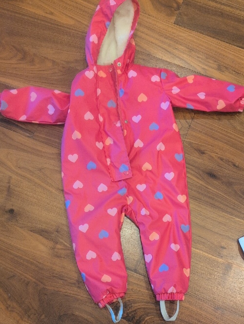 Tucker Tate Pink Heart Lined Hooded Rain Suit